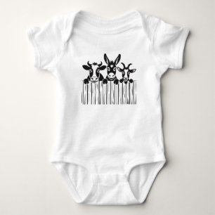 Body Para Bebê Body Bodysuit Bebê Fazendinha – Vaca, Burro, Cabra