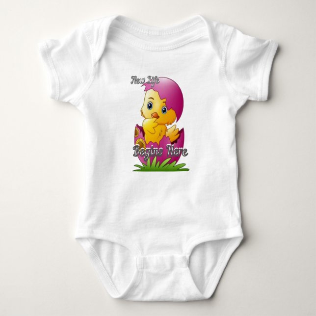Body Para Bebê Body Bodysuit de Bebê Frango Chocando (Frente)