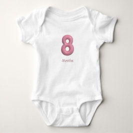 Body Para Bebê Body Bodysuit Número 8 3D Rosa - 8 Meses de Bebê