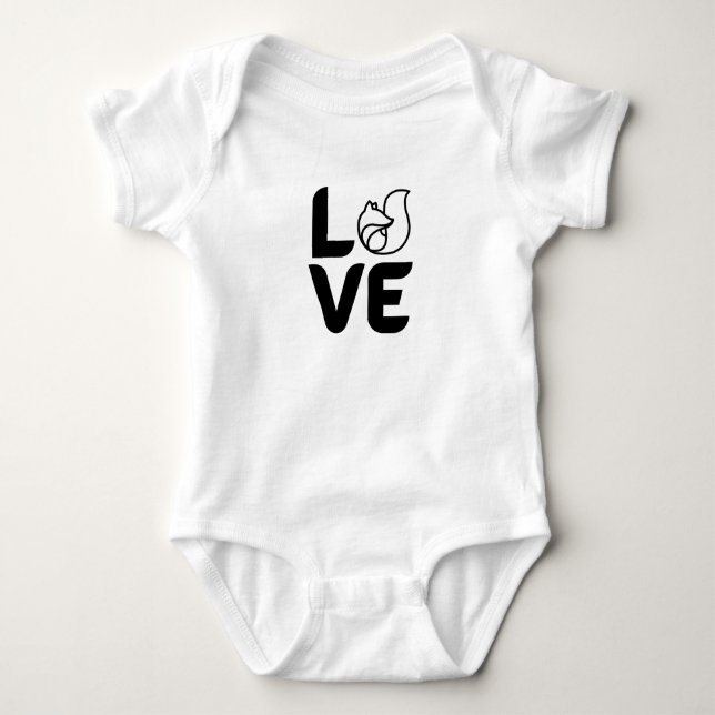 Body Para Bebê Body com Amor e Raposa Animal Florestal Bebê (Frente)