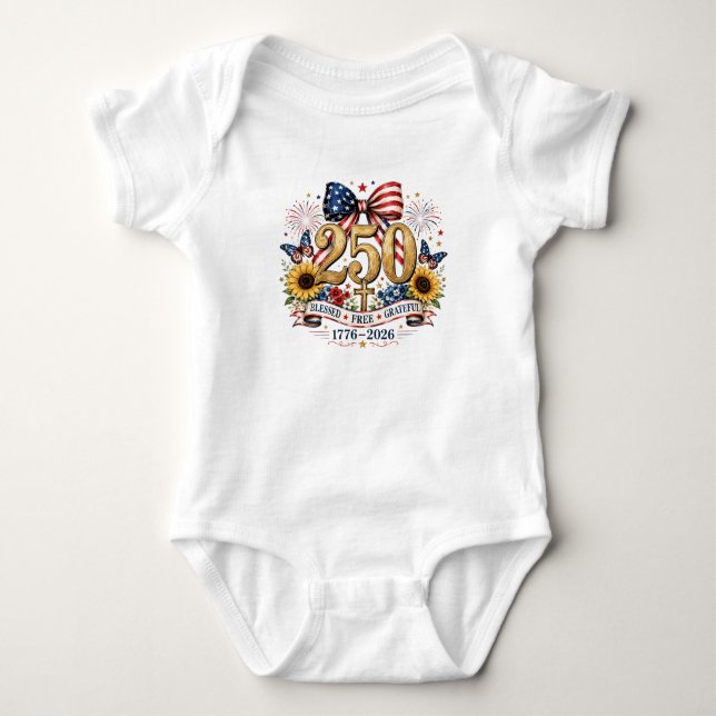 Body Para Bebê Body de Bebê 250 Aniversário 4 de Julho (Frente)