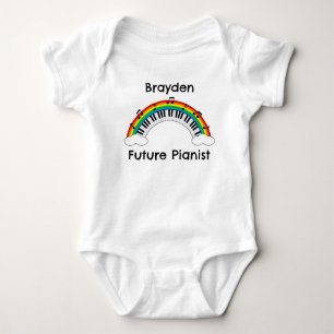 Body Para Bebê Body de Bebê Arco-íris Pianista Personalizado do F