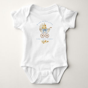 Body Para Bebê Body de Bebê Azul Feito Com Amor Carruagem Vintage