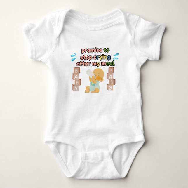 Body Para Bebê Body de Bebê Branco Promete Parar de Chorar (Frente)