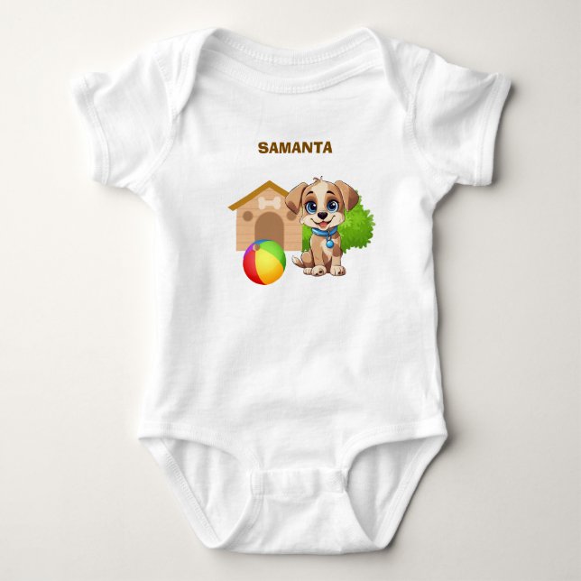 Body Para Bebê Body de Bebê Cachorrinho Personalizado (Frente)
