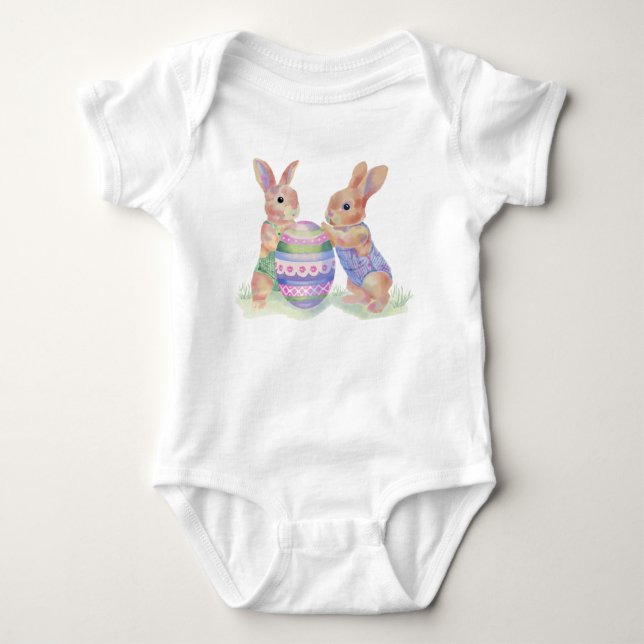 Body Para Bebê Body de Bebê Coelhinhos de Ovo (Frente)
