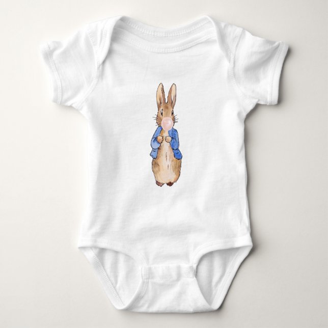 Body Para Bebê Body de Bebê Coelho Clássico Soprando Chiclete Ros (Frente)