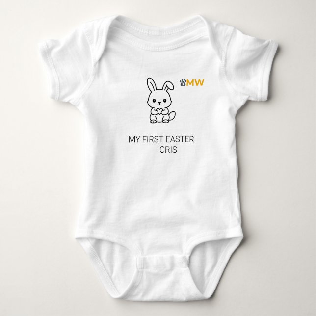 Body Para Bebê Body de Bebê Coelho de Páscoa Personalizado -  (Frente)