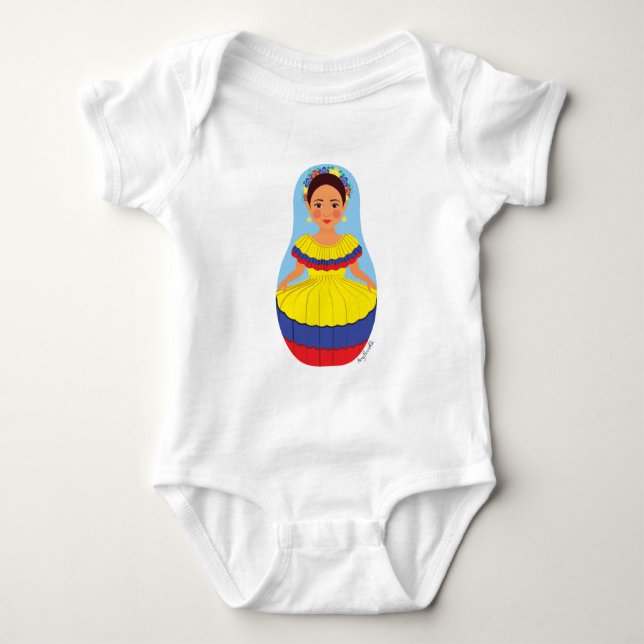 Body Para Bebê Body de Bebê Colombiano Matryoshka (Frente)