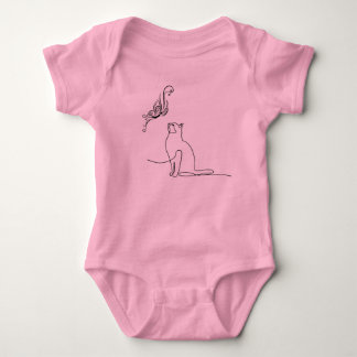 Body Para Bebê Body de Bebê com Gato e Borboleta Minimalista