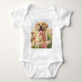 Body Para Bebê Body de Bebê com Labrador Retriever em Aquarela