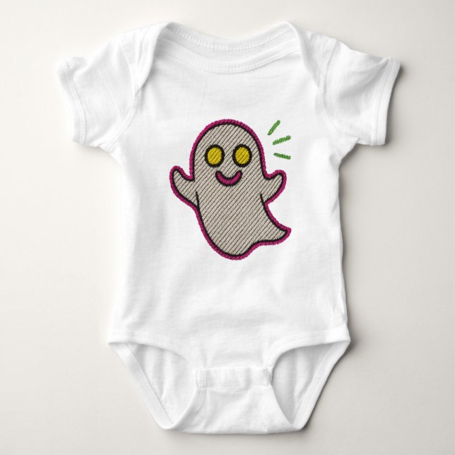 Body Para Bebê Body de bebé con fantasma bordado – diseño diverti (Frente)