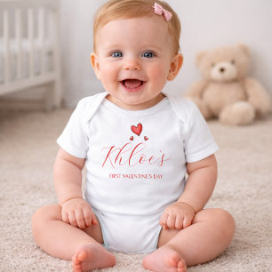 Body Para Bebê Body de Bebê Corações Vermelhos Elegantes