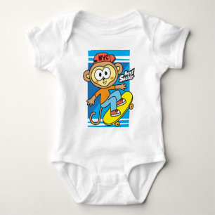 Body Para Bebê Body de bebê de skate de macaco
