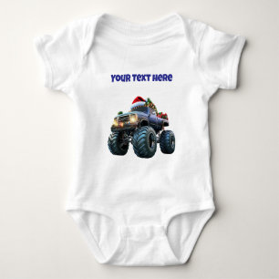 Body Para Bebê Body de Bebê Editável Caminhão Monstro Azul
