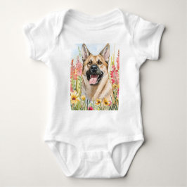 Body Para Bebê Body de Bebê em Aquarela do Norwegian Elkhound