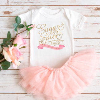 Body Para Bebê Body de Bebê em Tinta Rosa e Dourada Açúcar e Temp