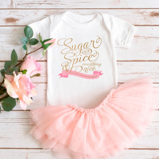 Body Para Bebê Body de Bebê em Tinta Rosa e Dourada Açúcar e Temp (Criador carregado)