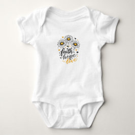 Body Para Bebê Body de Bebê Faith, Hope, Love & Daisies