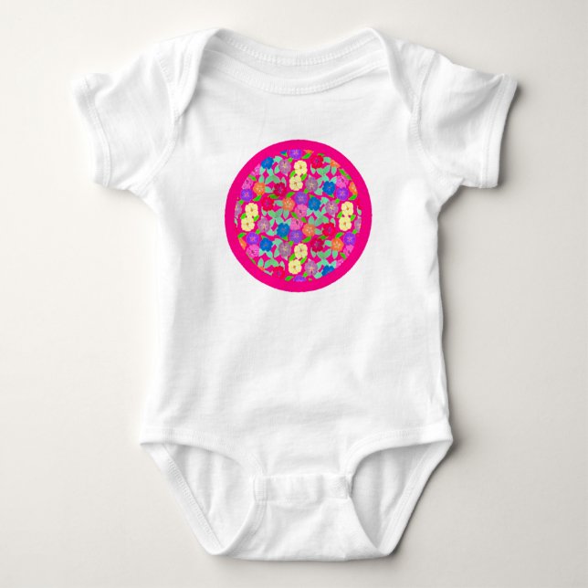 Body Para Bebê Body de Bebê Flor de Gerânio Rosa Vibrante (Frente)