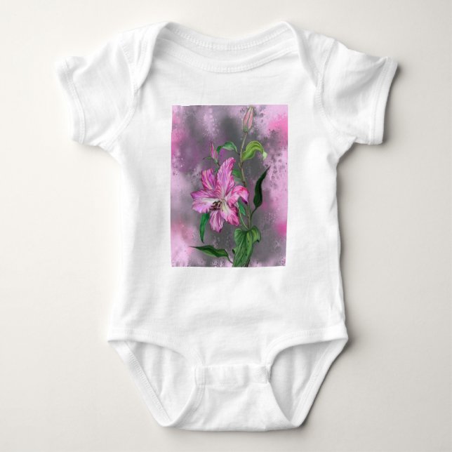 Body Para Bebê Body de Bebê Flor de Lírio Roxa Pintada (Frente)