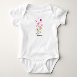 Body Para Bebê Body de bebê floral em aquarela Sweet Pea feminino