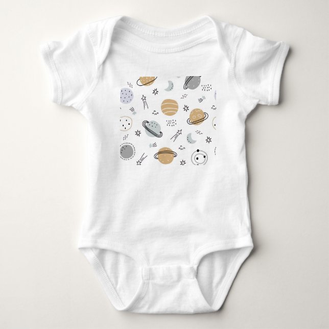 Body Para Bebê Body de Bebê Fofo com Tema Espacial (Frente)