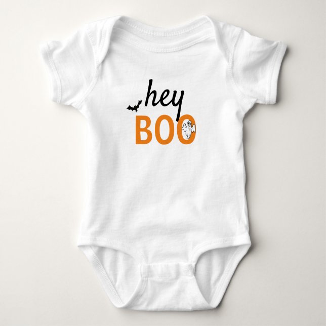 Body Para Bebê Body de Bebê - hey BOO Fantasma / Morcegos (Frente)