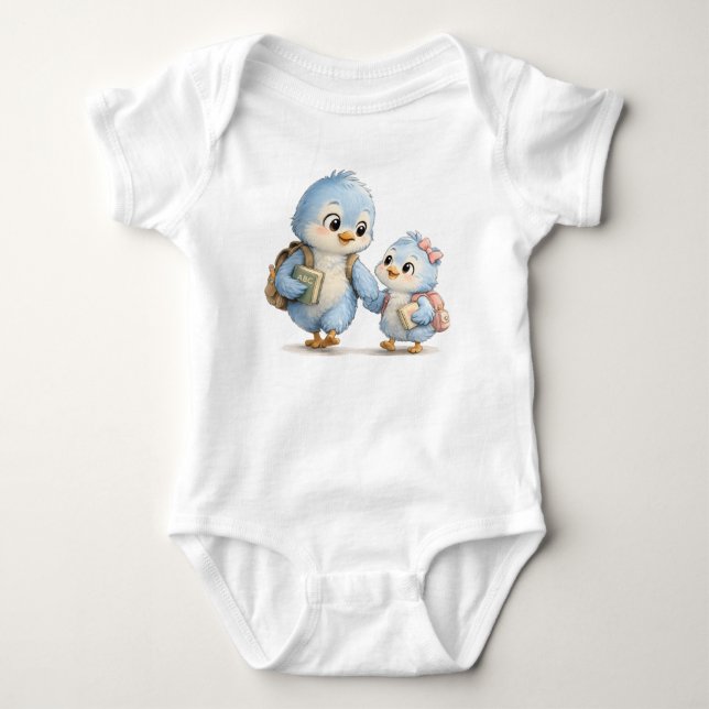 Body Para Bebê Body de Bebê Irmão Irmã Pássaro Azul (Frente)
