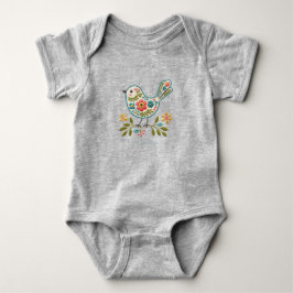 Body Para Bebê Body de Bebê Little Bird Folhas Verdes Florais