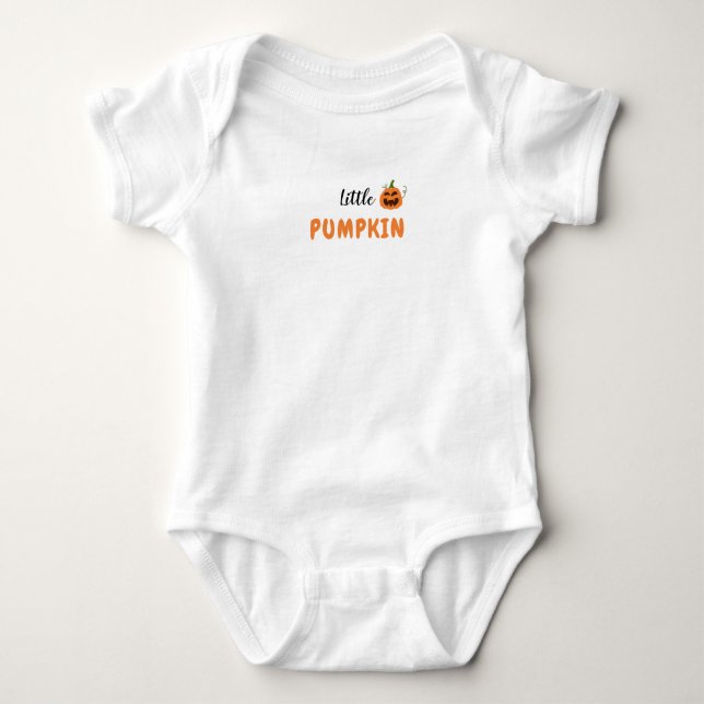 Body Para Bebê Body de Bebê Little Pumpkin Halloween. (Frente)