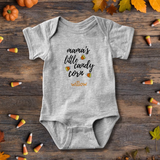 Body Para Bebê Body de Bebê Menina de Milho Doce da Mamãe Fofa (Add your little candy corn's name)