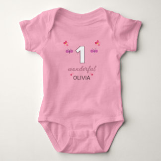 Body Para Bebê Body de Bebê Menina de Um Ano em Aquarela Rosa
