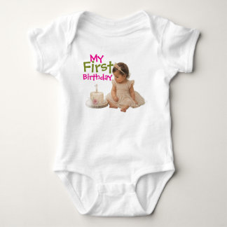 Body Para Bebê Body de Bebê Menina no Primeiro Aniversário com Bo