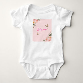 Body Para Bebê Body de Bebê Menina Personalizado Floral Borboleta