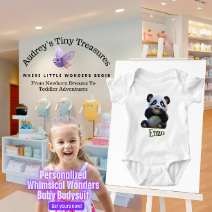 Body Para Bebê Body de Bebê Panda Personalizado Whimsical Wonders