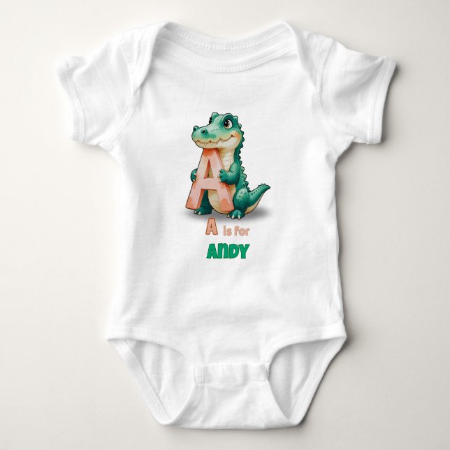 Body Para Bebê Body de Bebê Personalizado – A é de Jacaré (Frente)