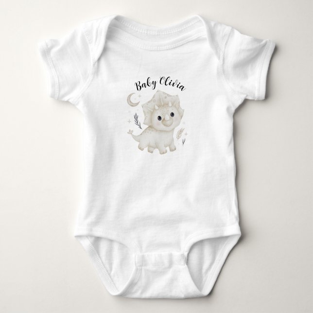 Body Para Bebê Body de Bebê Personalizado com Dinossauro Desenhad (Frente)