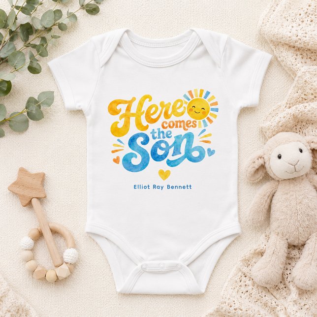 Body Para Bebê Body de Bebê Personalizado Here Comes the Son (Here Comes the Son)