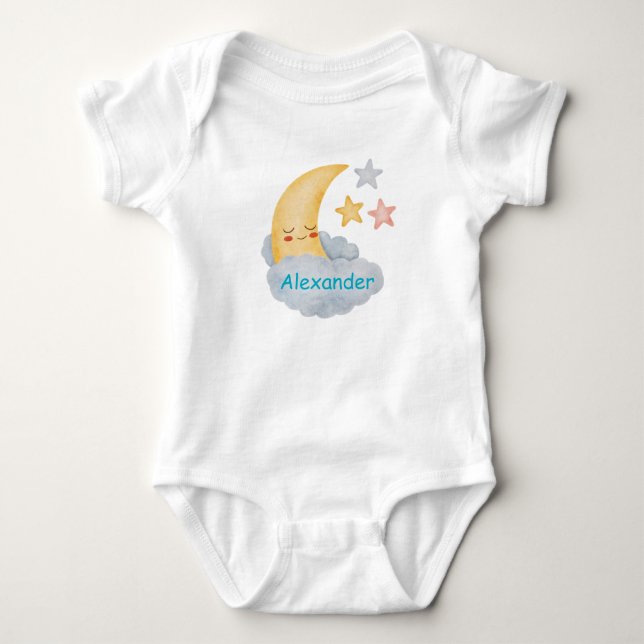 Body Para Bebê Body de Bebê Personalizado Lua e Estrelas (Frente)