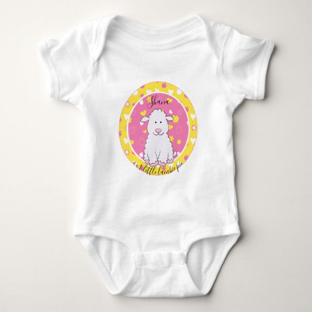 Body Para Bebê Body de Bebê "Pink Lambie Pie" de Hanukkah (Frente)