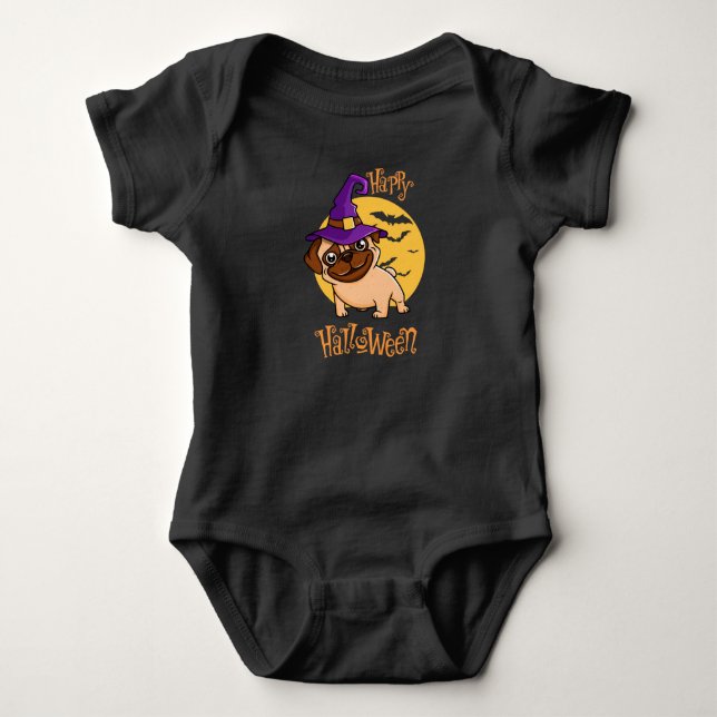 Body Para Bebê Body de Bebê Pug Halloween (Frente)