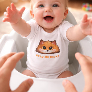 Body Para Bebê Body de Bebê Raposa "ALIMENTE-ME COM LEITE!" Mais 