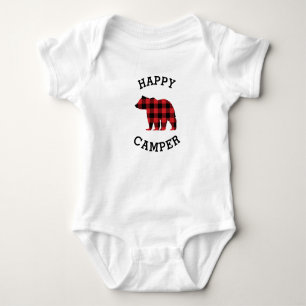 Body Para Bebê Body de Bebê Silhueta de Urso Feliz Acampador