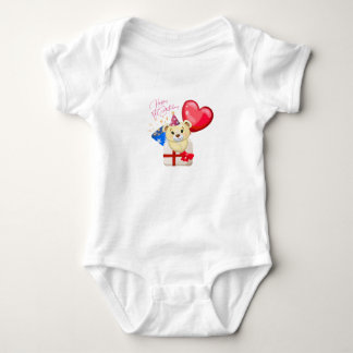 Body Para Bebê Body de Bebê Urso de 1º Aniversário Feliz