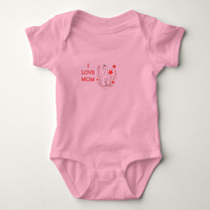Body Para Bebê Body de Jersey Rosa Eu Amo Mamãe Bebê