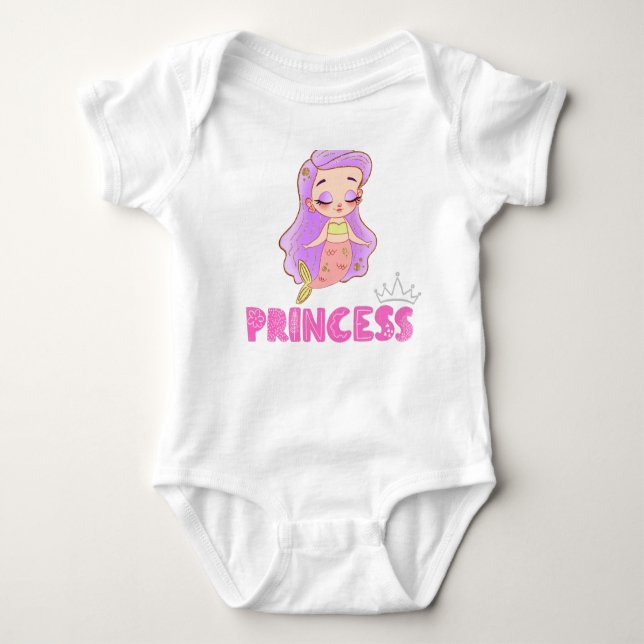 Body Para Bebê Body Infantil de Bebê Princesa Sereia Fofa (Frente)