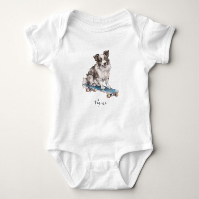Body Para Bebê Body Infantil de Cachorro de Água Border Collie Be (Frente)