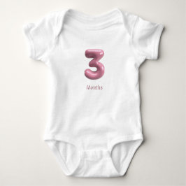 Body Para Bebê Body Infantil Número 3D Rosa 3 - 3 Meses de Bebê