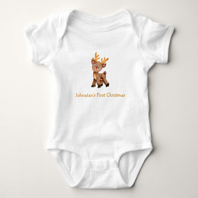 Body Para Bebê Body Infantil Primeiro Natal Bebê Cervo (Frente)